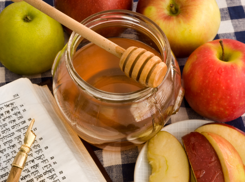 honey , red apples for Rosh Hashana jewish new year
