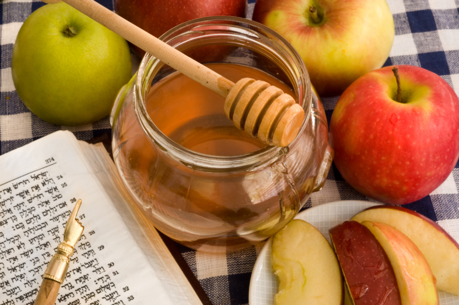 honey , red apples for Rosh Hashana jewish new year